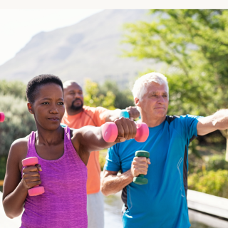 Group of seniors exercising together